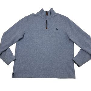 Polo Ralph Lauren 1/4 Zip Pullover Sweater Mens Large Light Blue Golf Preppy